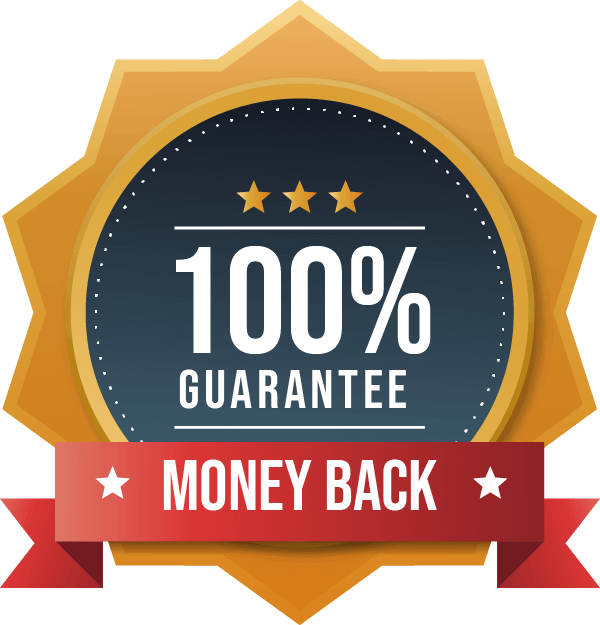 Official Balmorex Pro 100% money back guarantee seal featuring a gold ribbon badge representing a risk-free purchase and customer satisfaction policy.